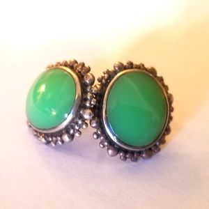 2 Pair Earrings**Sterling** Lapis & A green stone pair